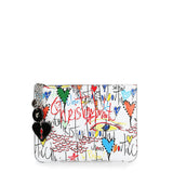 Loubicute white leather loubitag pouch