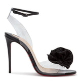 Fossiliza 100 Black Patent And Transparent PVC Sandals