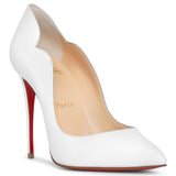Hot Chick 100 patent white pumps