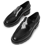 CL Moc black leather flats