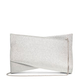 Loubitwist small silver glitter clutch
