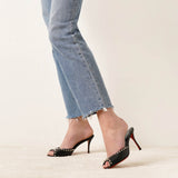 Me Dolly 85 black leather spikes mules