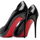 Hot Chick Alta 120 black patent pumps