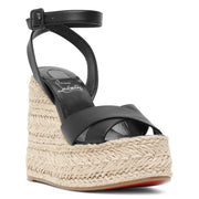 Mariza zeppa 130 black leather wedge sandals