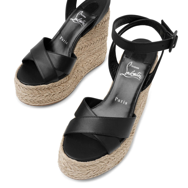 Mariza zeppa 130 black leather wedge sandals