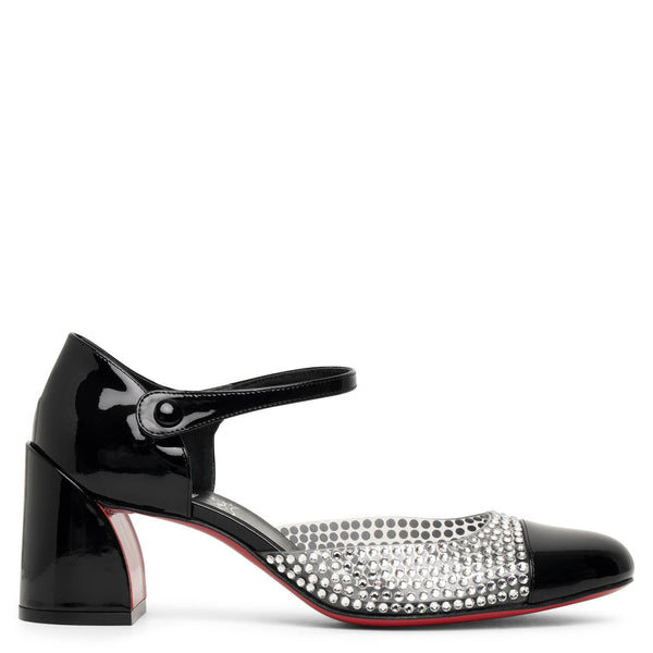 Miss Mj Strass 55 black patent pvc pumps