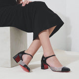 Miss Mj Strass 55 black patent pvc pumps