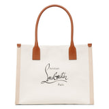 Nastroloubi E/W large natural canvas tote bag