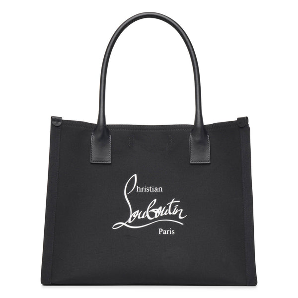 Nastroloubi E/W large black canvas tote bag