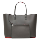 Cabata large dark grey leather tote bag