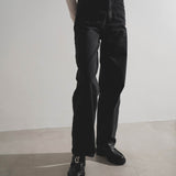 CL Moc lug black leather flats