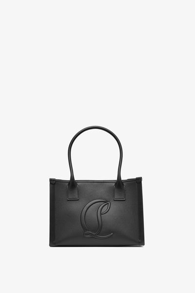 By my side E/W black leather tote bag