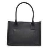 By my side E/W black leather tote bag