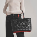 Cabata small black leather tote bag