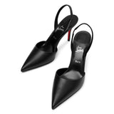 Apostropha 80 black leather slingbacks