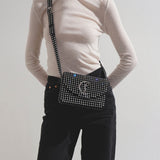 Loubi54 small black strass crossbody bag
