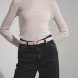 CL Logo 25mm beige leather belt