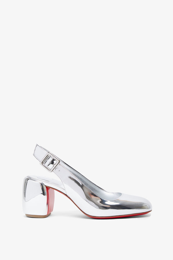 Minny 70 sliver slingbacks