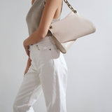 Loubitwist beige leather shoulder bag