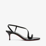 Black high-heeled sandal on a white background