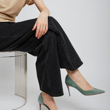 Iriza 85 sage green suede pumps