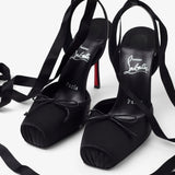 Cassia lace up 100 black satin pumps