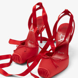 Cassia lace up 100 red satin pumps