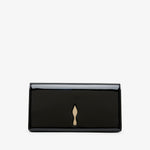Black wallet with a gold emblem on a white background
