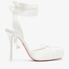 Christian Louboutin Cassia Lace Up 100 Ivory Satin Pumps
