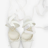 Cassia Lace Up 100 Ivory Satin Pumps