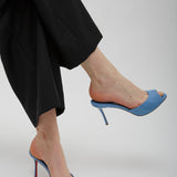 Me Dolly 85 Light Blue Patent Mules