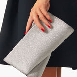 Loubitwist small silver glitter clutch