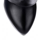 Black fold-over shark lock knee boot