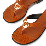 G Chain buckle embossed leather sandals