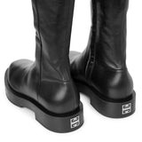 Squared stretch leather boots