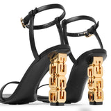 G Cube 85 black leather sandals