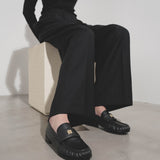 4G black leather loafers