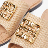4G liquid raffia flat mules