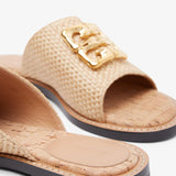 4G liquid raffia flat mules