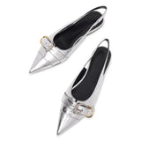 Voyou silver slingback flats