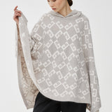 Monogram hooded cashmere poncho