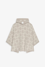 Monogram hooded cashmere poncho