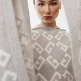 Monogram hooded cashmere poncho