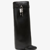 Shark lock leather pant boots