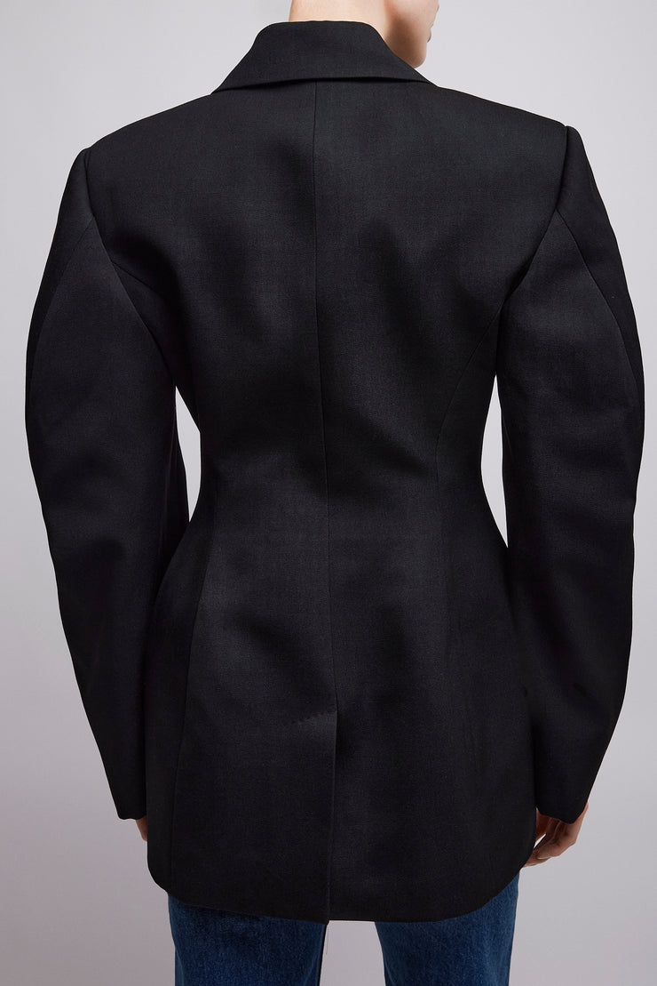 Black wool cocoon jacket