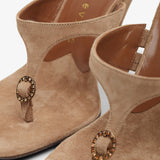 Kiss and Tell 100 brown suede mule sandals