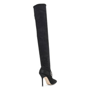 Plinianuthi black suede over-knee boots