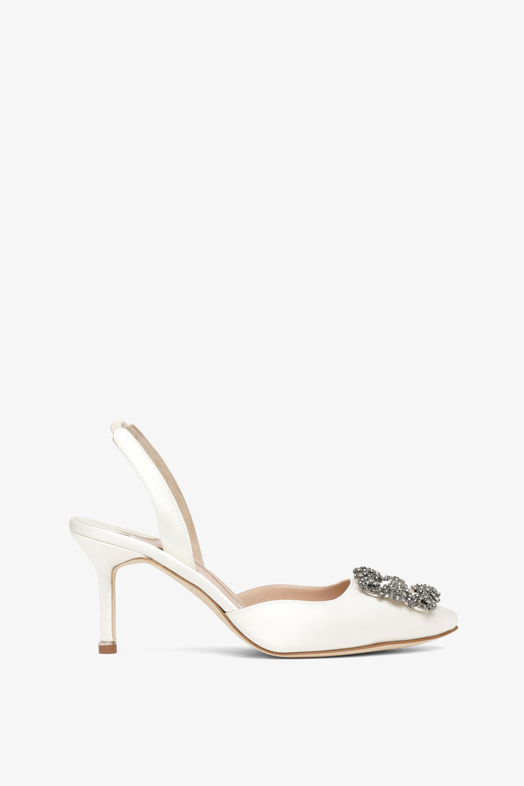 Hangisli 70 ivory satin slingback pumps