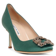 Hangisi 70 green satin pumps