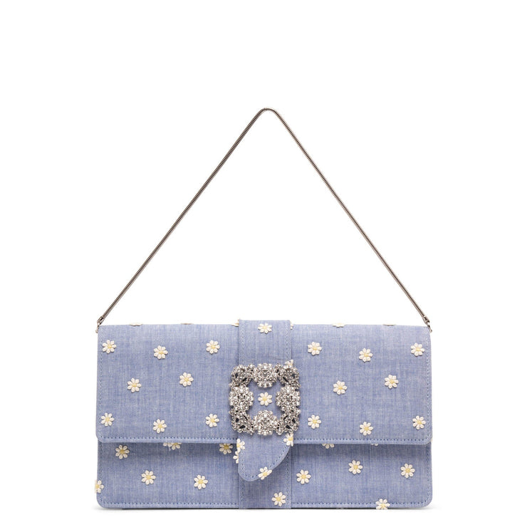 Capri daisy chambray clutch